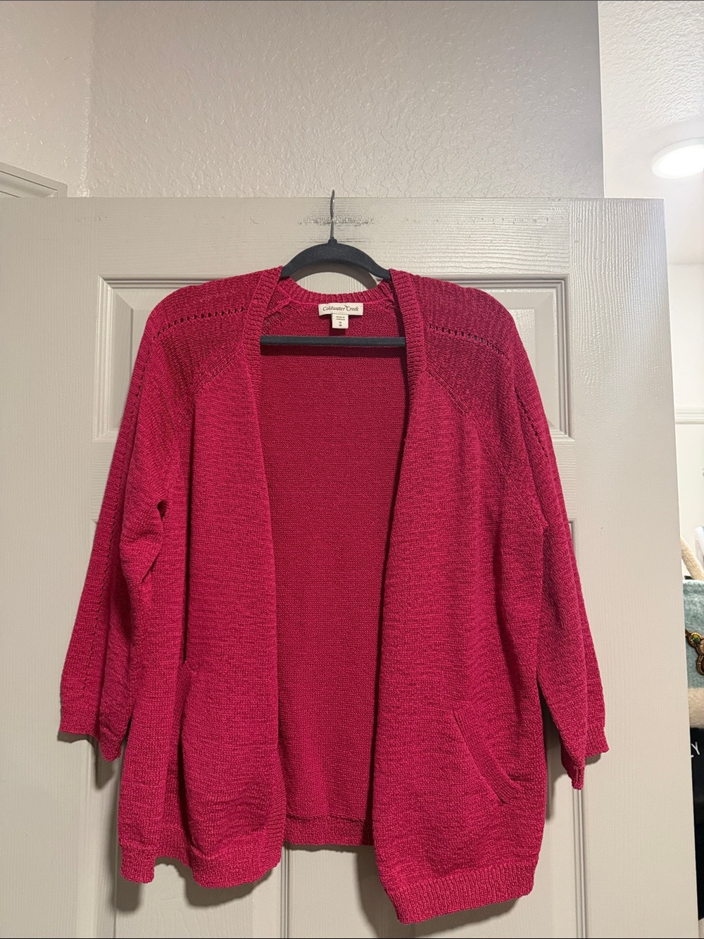 Coldwater Creek Open-Front Cardigan - Raspberry